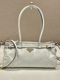 Prada original calfskin bonnie medium tote bag 1BA426 white