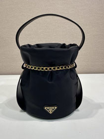 Prada original nylon petit sac noir mini bucket bag 1BE088 black
