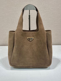 Prada original suede small tote bag 1BG335 brown