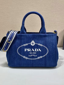Prada original canvas jardiniere medium handbag 1BG439 blue