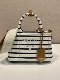 Prada original canvas jardiniere mini handbag 1BA038 white&blue