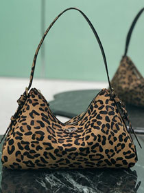 Prada original fabric aimee large shoulder bag 1BC228 brown