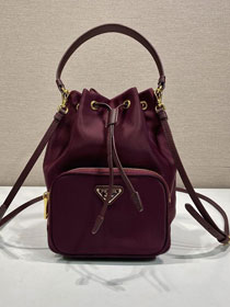 Prada original nylon mini backpack 1BH038 burgundy