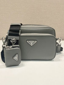 Prada original saffiano calfskin small shoulder bag 2VH170 grey