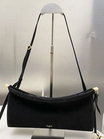 Alaia original nubuck calfskin le click east west medium flap bag AL0020 black