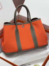 Hermes original canvas garden party large 36 bag HG0039 grey etoupe&orange