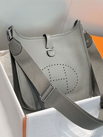 Hermes original togo leather evelyne pm shoulder bag E29 grey meyer