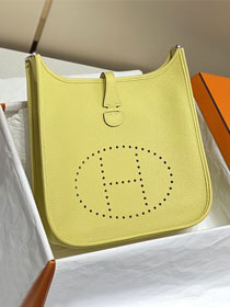 Hermes original togo leather evelyne pm shoulder bag E29 jaune poussin 