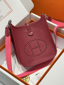 Hermes original togo leather mini evelyne tpm 17 shoulder bag E17 ruby