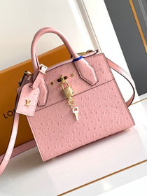 Louis vuitton original ostrich calfskin city steamer mini bag M85454 pink
