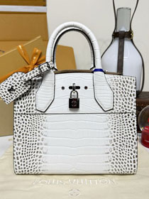Louis vuitton original crocodile calfskin city steamer mm bag M84672 white