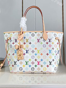 Louis vuitton original monogram multicolor neverfull mm M27787 white