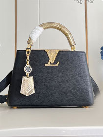 Louis vuitton original calfskin capucines BB handbag N89369 black