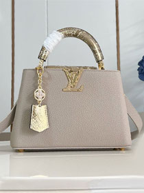 Louis vuitton original calfskin capucines BB handbag N89369 grey