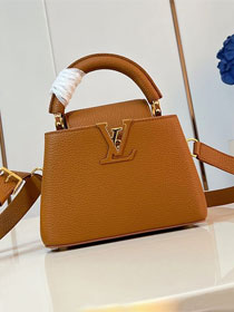 Louis vuitton original calfskin capucines mini handbag M22606 caramel