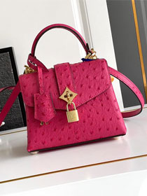 Louis vuitton original ostrich calfskin rose des vents mini handbag m86011 rose red