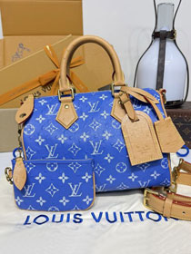 Louis vuitton original ostrich calfskin speedy P9 25 N13912 blue