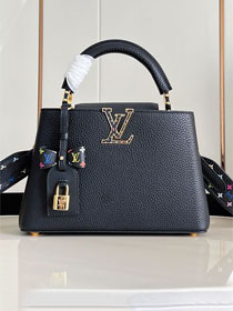Louis vuitton original calfskin capucines BB handbag M28328 black