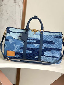 Louis vuitton original denim keepall 50 M26117 blue