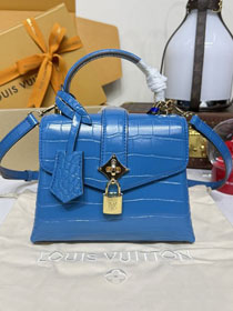 Louis vuitton original crocodile calfskin rose des vents mini handbag n84713 blue