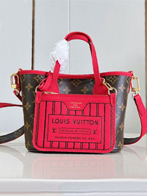 Louis vuitton original calfskin&canvas neverfull Inside out BB M28318 red