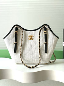 CC original raffia small tote bag AS6015 white