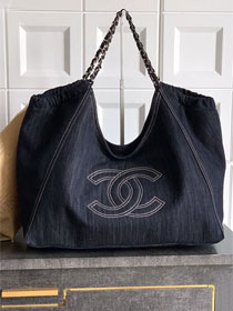 CC original denim large tote bag AS2138 dark blue
