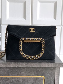 CC original suede calfskin small handbag AS5895 black