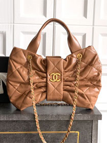 CC original lambskin large handbag AS5851 caramel