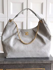 CC original suede calfskin maxi hobo bag AS6016 light grey