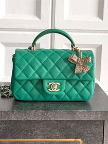 CC original lambskin top handle flap bag AS1790 green
