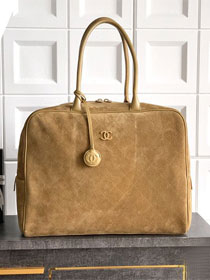 CC original suede calfskin maxi bowling bag AS6212 dark beige