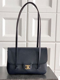 CC original grained calfskin small flap bag AS6130 dark blue