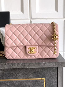 CC original lambskin medium flap bag AS5756 pink