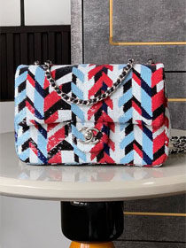 CC original sequins mini flap bag AS6171 blue&red&white