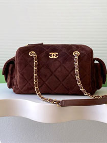 CC original suede calfskin small bowling bag AS5792 dark brown