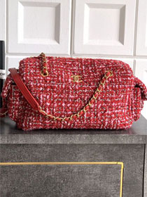 CC original tweed medium bowling bag AS5792 red