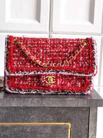 CC original tweed medium flap bag A01112 red