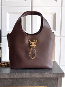 CC original calfskin small tote bag AS6132 dark brown