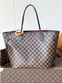 New Louis vuitton original damier ebene neverfull mm N40599 red