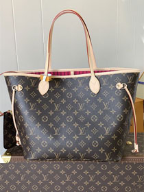 New Louis vuitton original monogram canvas neverfull mm M46987 rose red