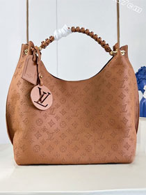Louis vuitton original mahina leather carmel hobo bag M27446 brown