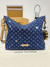 Louis vuitton original denim vagabond hobo m27555 blue