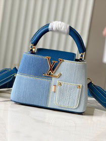 Louis vuitton original denim capucines mini handbag M27301 blue