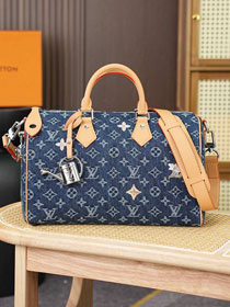 Louis vuitton original denim speedy soft 30 M27556 blue