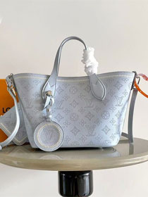 Louis vuitton original mahina calfskin blossom pm tote M29375 blue
