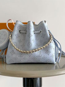 Louis vuitton original mahina leather bella bucket bag M57201 blue