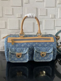 Louis vuitton original monogram denim top handle bag M95019 blue