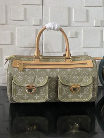 Louis vuitton original monogram denim top handle bag M95215 green
