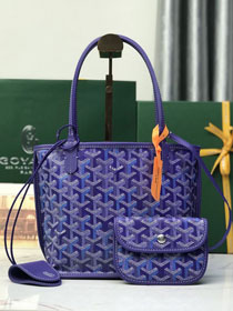 Goyard original calfskin&canvas reversible anjou mini bag GY0086 blueberry purple